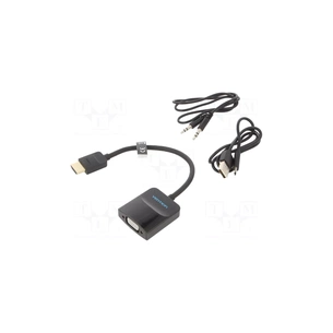 Перехідник HDMI M to VGA F + Micro USB F + 3.5mm F 0.15m black VENTION (42161) зображення 1