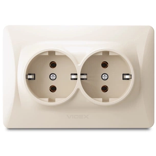 Розетка Videx BINERA 2ая із заземленням кремова (VF-BNSK2G-CR) зображення 1