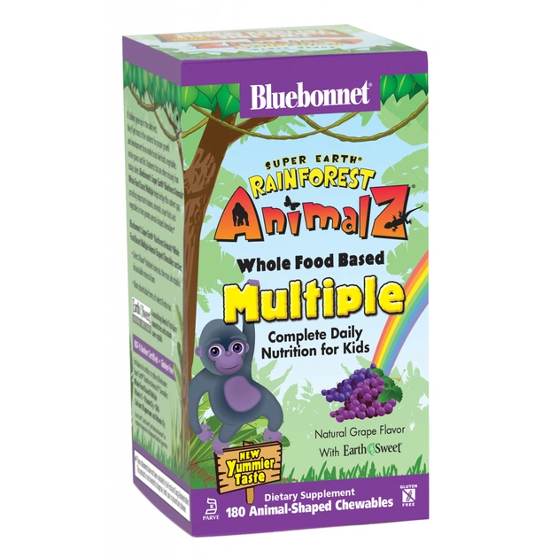 Мультивітамін Bluebonnet Nutrition Мультивітаміни для Дітей, Смак Винограду, Rainforest Animalz 180 жувальних таблеток у формі тварин (BLB-00187) - зображення 1