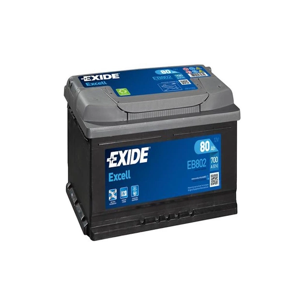 Акумулятор автомобільний EXIDE EXCELL 80A (EB802) - изображение 1