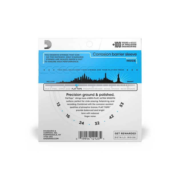 Струни для гітари D'Addario Flat Tops Phosphor Bronze Light (12-53) (EFT16) - picture 3