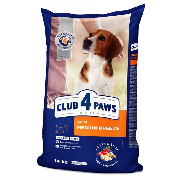 Сухой корм для собак Club 4 Paws Премиум. Для средних пород 14 кг(П) (4820215366328) - изображение 1
