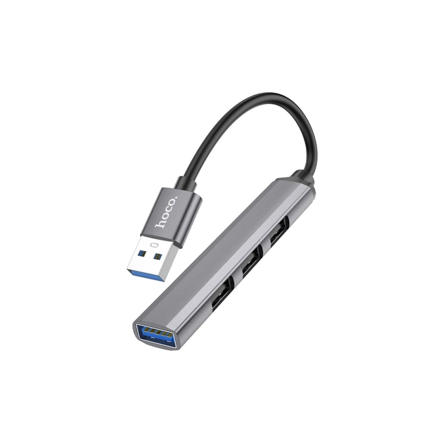 Концентратор HOCO USB to USB 3.0 + 3xUSB 2.0 metal gray (6931474765468) - изображение 1