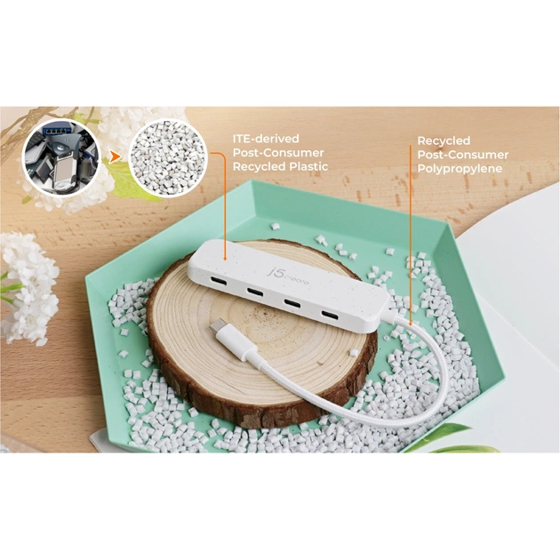 Концентратор J5create USB-C to 4xUSB-C 3.2 10Gbps white (JCH345EW-N) - picture 9
