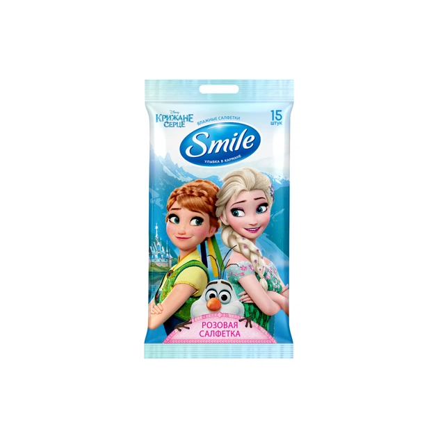 Дитячі вологі серветки Smile baby Frozen Крижане серце 15 шт (4823071630800) - зображення 1