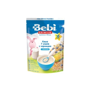 Дитяча каша Bebi Premium молочна 7 злаків з чорницею +6 міс. 200 г (3838471020985) зображення 1
