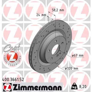 Гальмівний диск ZIMMERMANN 400.3661.52 зображення 1