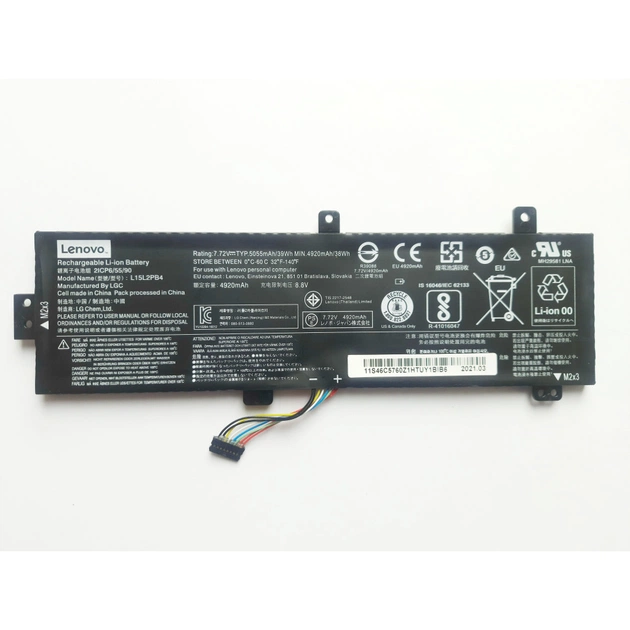 Аккумулятор для ноутбука Lenovo IdeaPad 510-15 L15L2PB4, 5055mAh (39Wh), 2cell, 7.72V, Li-io (A47692) - изображение 1
