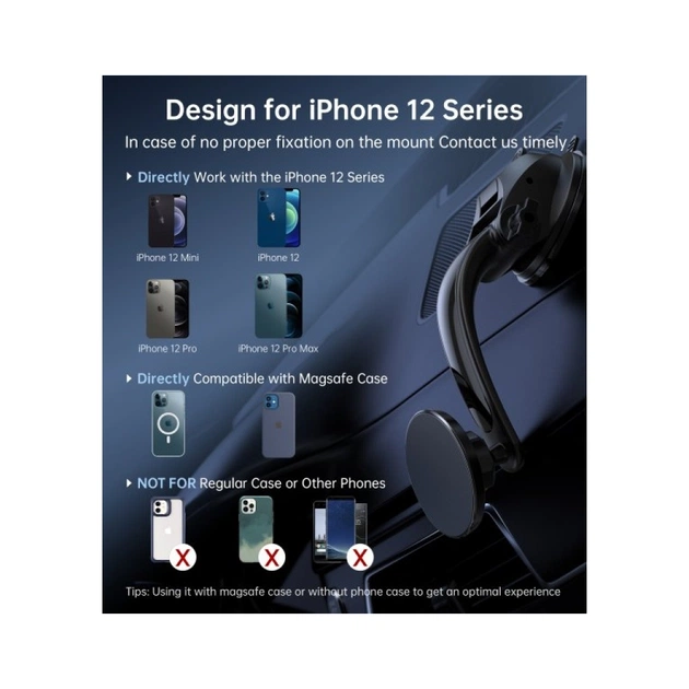 Універсальний автотримач Choetech з магнітним кріпленням на скло або торпеду (AT0005-BK) - picture 5