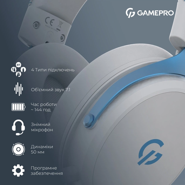 Навушники GamePro Asgard Skadi Wireless White/Blue (HSW191WB) - picture 12