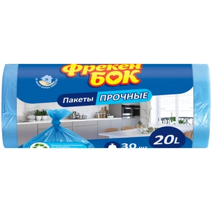 Пакети для сміття Фрекен БОК міцні Сині 20 л 30 шт. (4820048480109) зображення 1