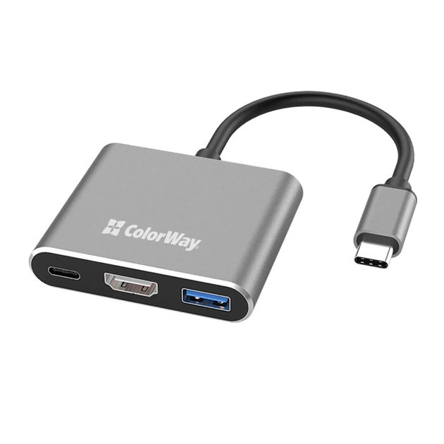 Концентратор ColorWay USB-C 3-in-1 USB 3.0 + HDMI 4K + USB-C PD100W (CW-HUB08) - picture 4