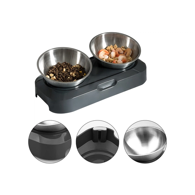 Посуд для котів Lapka Годівниця подвійна з металевими мисками (LPK-27) - picture 3