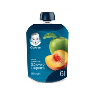 Дитяче пюре Gerber Яблуко і персик 90 г (7613036345460) зображення 1