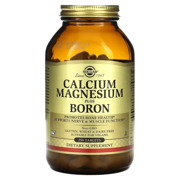 Вітамін Solgar Кальцій Магній Бор, Calcium Magnesium Plus Boron, 250 таблеток (SOL-00516) - зображення 1