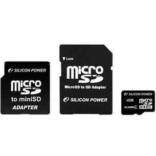 Карта пам'яті Silicon Power 4Gb microSDHC class 4 (SP004GBSTH004V30) зображення 1