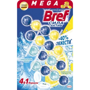 Туалетний блок Bref Сила Актив Лимонна й океанська свіжість 4 шт. (9000101309447/9000101309409) зображення 1