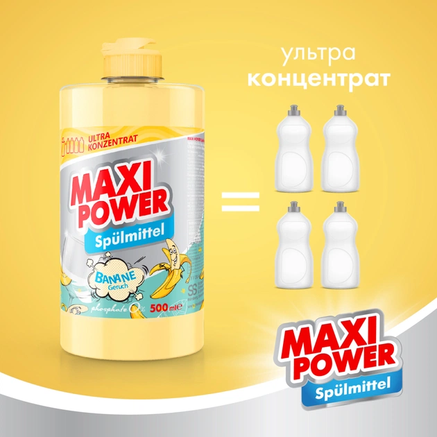 Засіб для ручного миття посуду Maxi Power Банан 500 мл (4823098411956) - picture 3