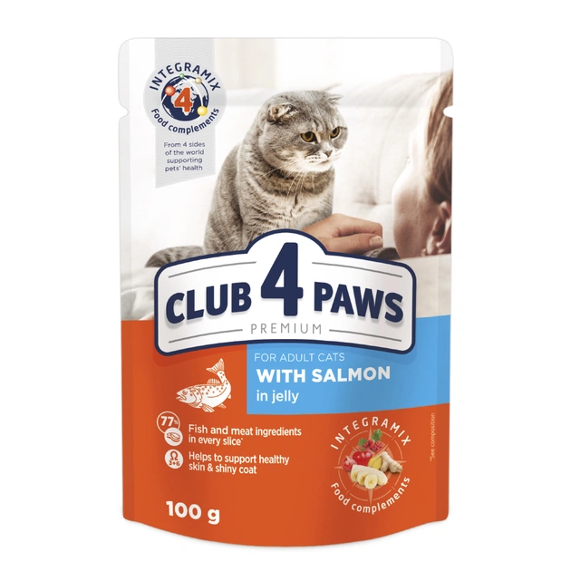 Влажный корм для кошек Club 4 Paws в желе с лососем 100 г (4820083908873) - изображение 1