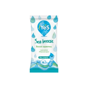 Вологі серветки !YES Морський бриз 15 шт. (4820180331499) зображення 1