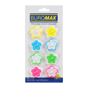 Магнит Buromax набор FLOWERS, 8 шт 30 мм (BM.0046) изображение 1