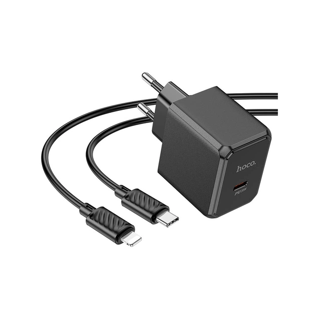 Зарядний пристрій HOCO CS13A Ocean USB-C PD20W + cable USB-C to Lightning Black (6942007603829) - зображення 1
