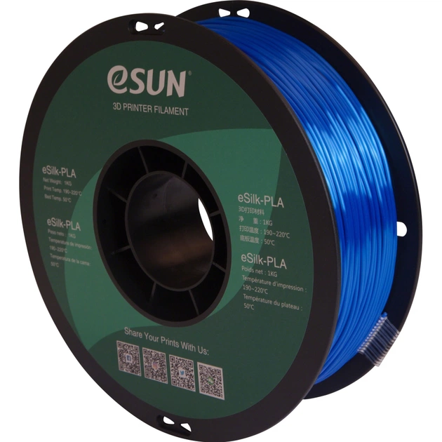 Пластик для 3D-принтера eSUN ePLA-Silk 1,75mm 1kg BLUE (EPLA-SILK-P175U1) - изображение 1