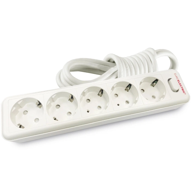 Мережевий фільтр живлення EUROELECTRIC Х5 10А 3м White (EE-105-3M) - зображення 1