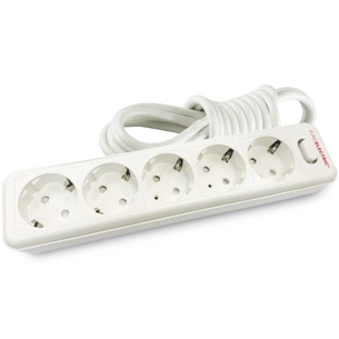 Мережевий фільтр живлення EUROELECTRIC Х5 10А 3м White (EE-105-3M) зображення 1