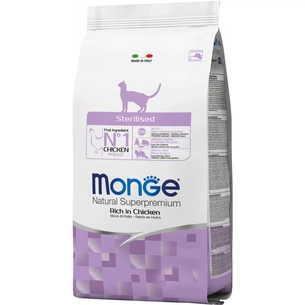 Сухий корм для кішок Monge Cat Sterilised зі смаком курки та лосося 400 г (8009470011921) зображення 1