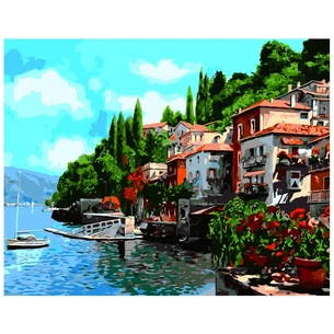 Картина по номерам Strateg Будиночки біля води 40х50 см (VA-2692) зображення 1