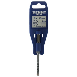 Бур Зеніт SDS-Plus 6х110мм з 4-ма ріжучими кромками (21006110) зображення 1