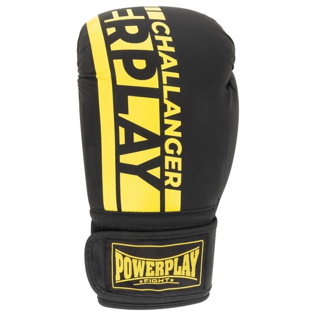 Боксерські рукавички PowerPlay 3086 Matt Challenger Чорно-Жовті 12 унцій (PP_3086_12oz_Bl/Yellow) - picture 2