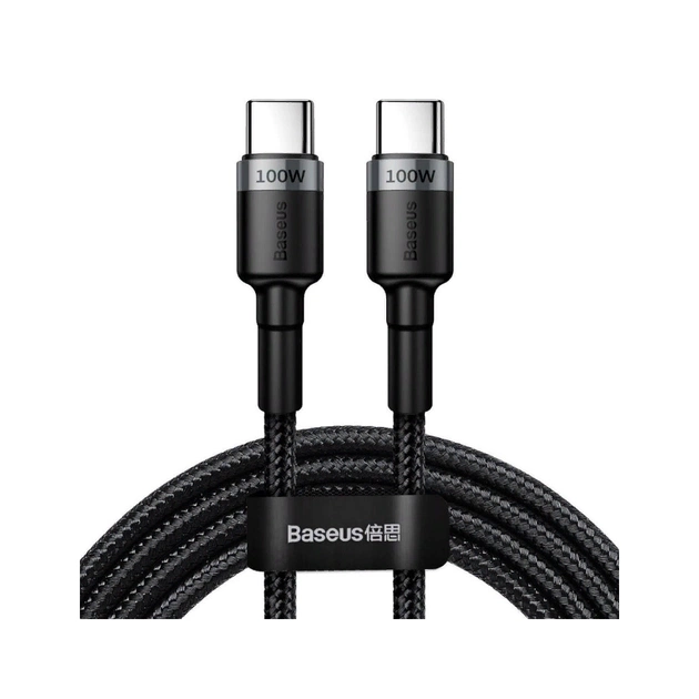 Дата кабель USB-C to USB-C 2.0m 100W 5A black-grey Baseus (CATKLF-ALG1) - изображение 1