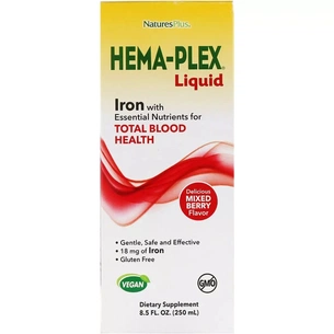 Вітамінно-мінеральний комплекс Natures Plus Рідкий комплекс Hema-Plex із залізом, Liquid iron, 250 мл. (NAP-37687) зображення 1