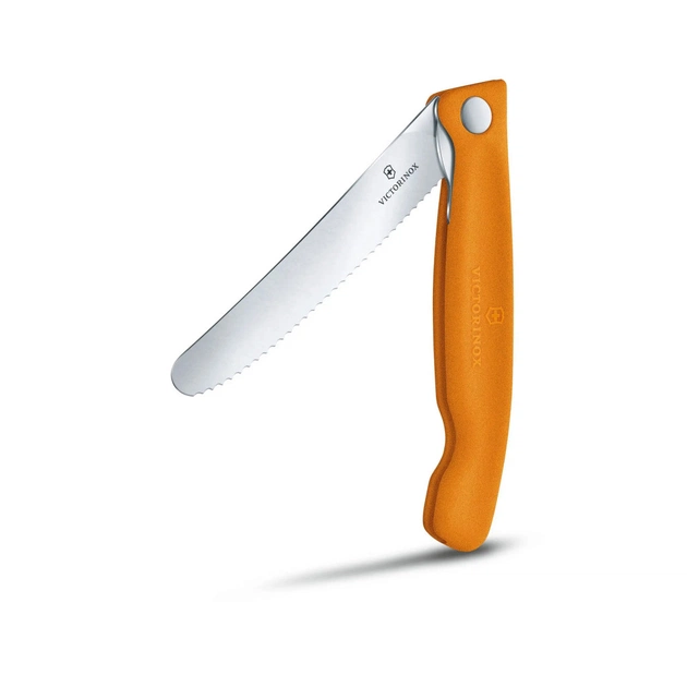 Кухонный нож Victorinox SwissClassic Foldable Paring 11 см Serrated Orange (6.7836.F9B) - изображение 6