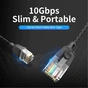 Патч-корд 1м, UTP cat 6A RJ-45 slim black Vention (IBIBF) - зменшене зображення 2