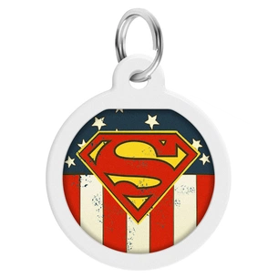 Адресник для тварин WAUDOG Smart ID з QR паспортом "Супермен Америка", круг 25 мм (0625-1010ru-eng) зображення 1