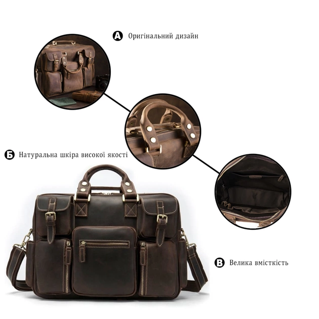 Сумка Vintage Коричнева (14881) - зображення 5