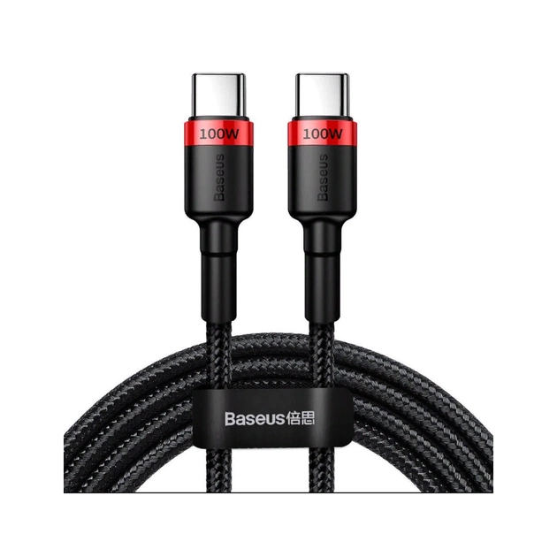 Дата кабель USB-C to USB-C 2.0m PD2.0 100W (20V/5A) red+black Baseus (CATKLF-AL91) - изображение 1