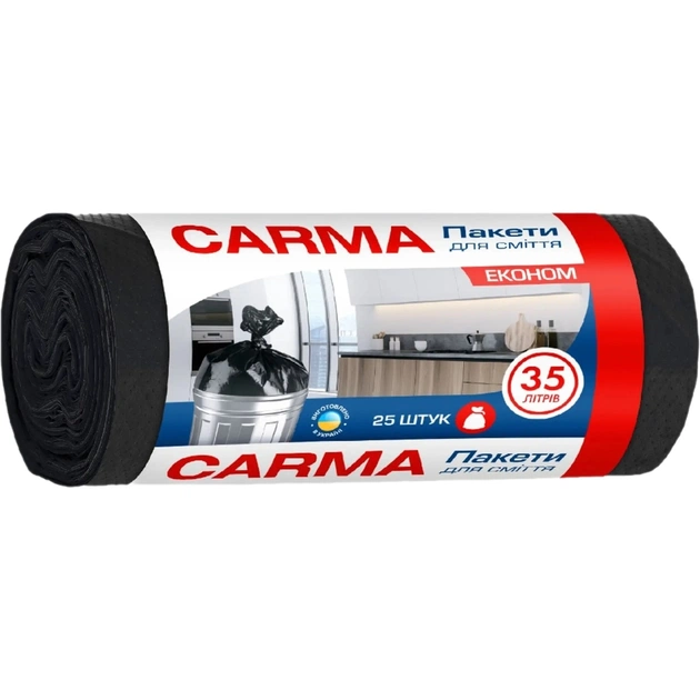 Пакети для сміття Carma Економ Чорні 6 мкм 35 л 25 шт. (4823098414698) - picture 1