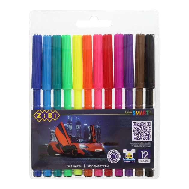 Фломастери ZiBi SMART Line Машинка 12 кольорів (ZB.2811) - picture 1