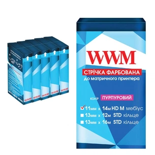 Стрічка до принтерів 11мм х 14м HD л. Purple*5шт WWM (R11.14HPM5) зображення 1