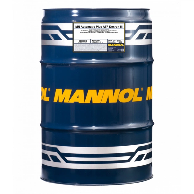 Трансмиссионное масло Mannol DEXRON III AUTOMATIC PLUS 60л Metal (MN8206-60) - изображение 1