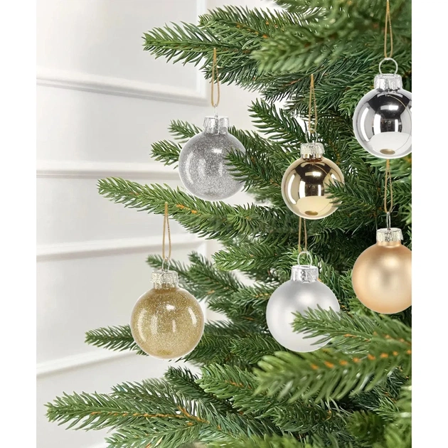 Ялинкова іграшка Chomik скляні кульки 36 шт, 4 см, колір мікс шампань, срібний (5900779882201) - picture 3