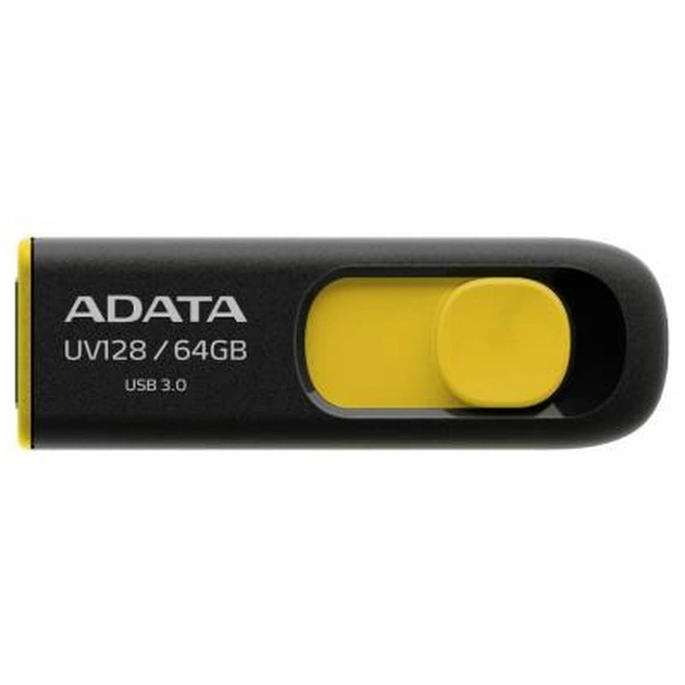 USB флеш накопичувач ADATA 64GB UV128 Black-Yellow USB 3.0 (AUV128-64G-RBY) - изображение 1