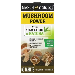 Травы Mason Natural Грибы для Здоровья мозга и клеток, Mushroom Power, 60 таблеток (MAV-18465) изображение 1