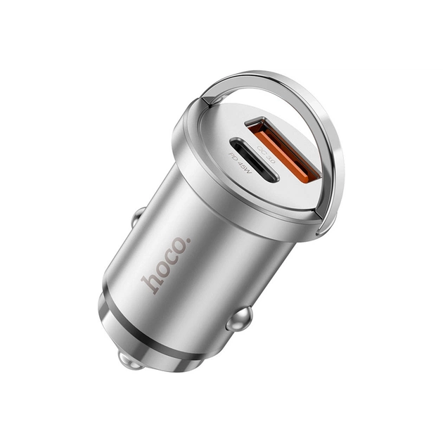 Зарядний пристрій HOCO NZ10 Handy USB-A/Type-C Silver (6942007601825) - зображення 1