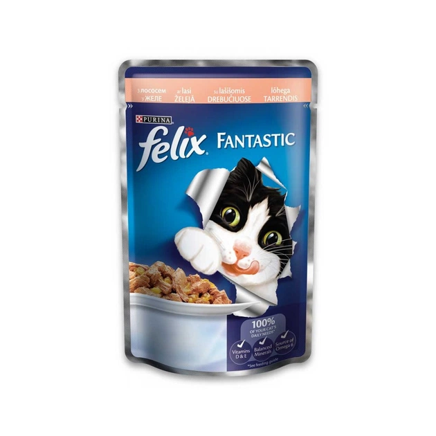 Вологий корм для кішок Purina Felix Fantastic в желе з лососем 100 г (7613034442376) - изображение 1