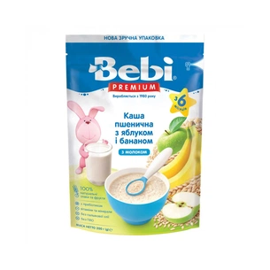 Дитяча каша Bebi Premium молочна пшенична з яблуком та бананом +6 міс. 200 г (8606019654344) зображення 1